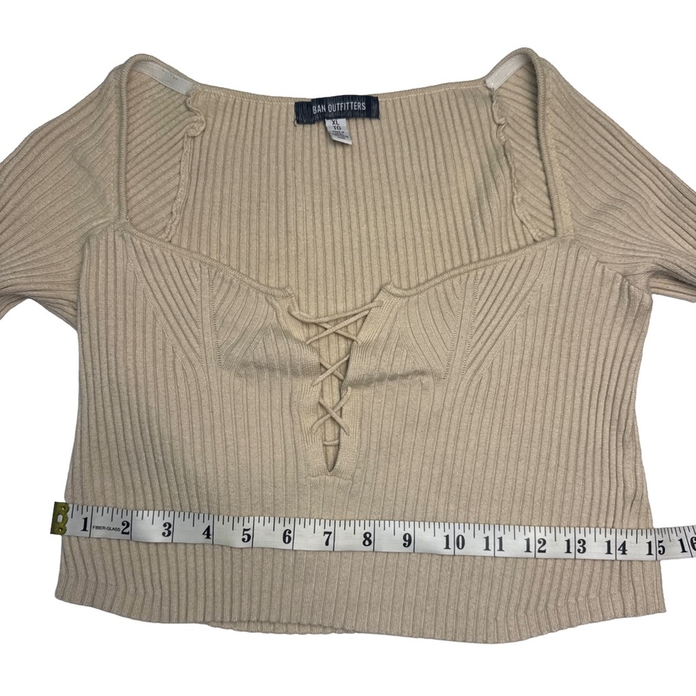 Urban Outfitters Ribbed Lace-Up Crop Top Size XL - Picture 6 of 7